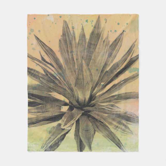 Desert Dreams | Green Plant Fleece Blanket (Front)