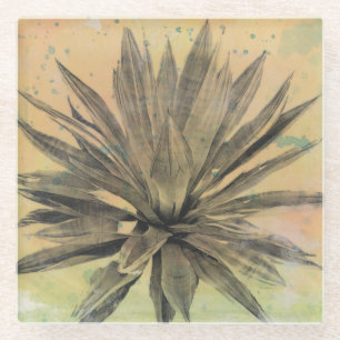 Desert Dreams Green Plant Glass Coaster