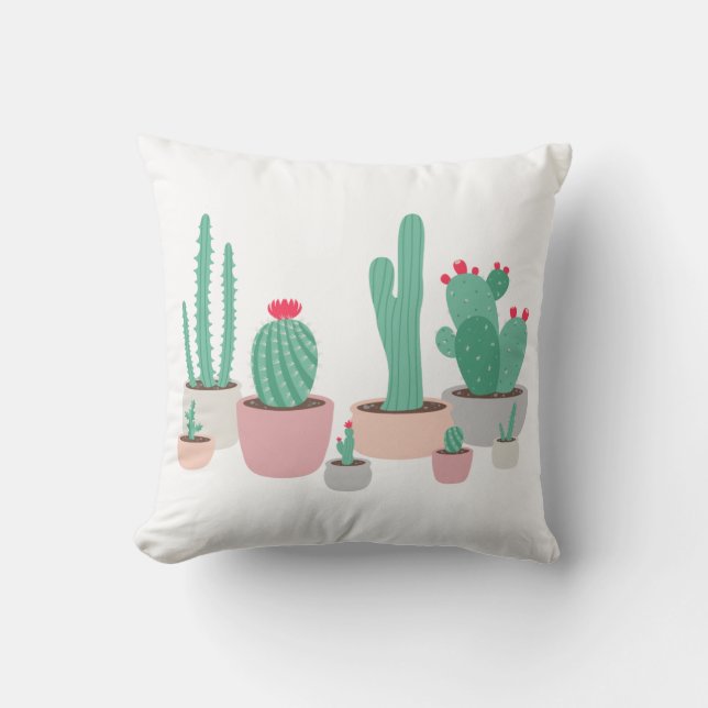 Desert Dreams Potted Cacti Throw Pillow (Front)