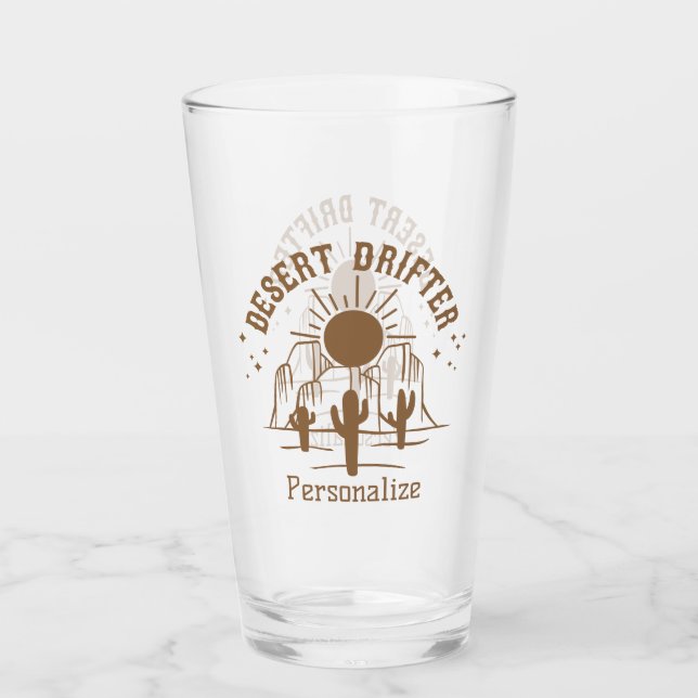 Desert Drifter Southwest Cactus Personalized Glass (Front)