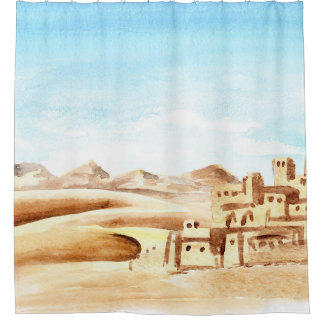 Desert Dunes African City Watercolor