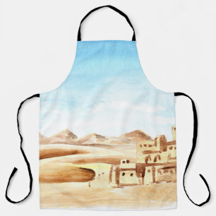 Desert Dunes African City Watercolor Apron
