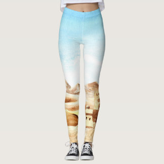 Desert Dunes African City Watercolor Leggings