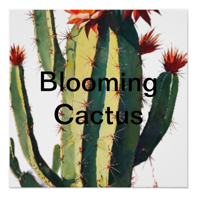  Desert Elegance: Blooming Cactus  Poster (Front)