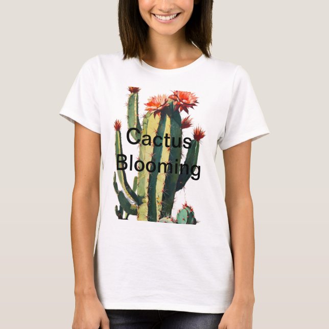  Desert Elegance: Blooming Cactus  T-Shirt (Front)