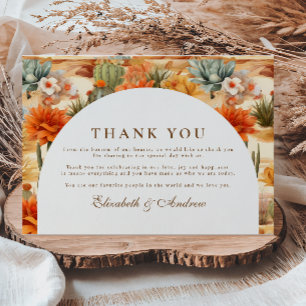 Desert Floral Arch Wedding Thank You Card
