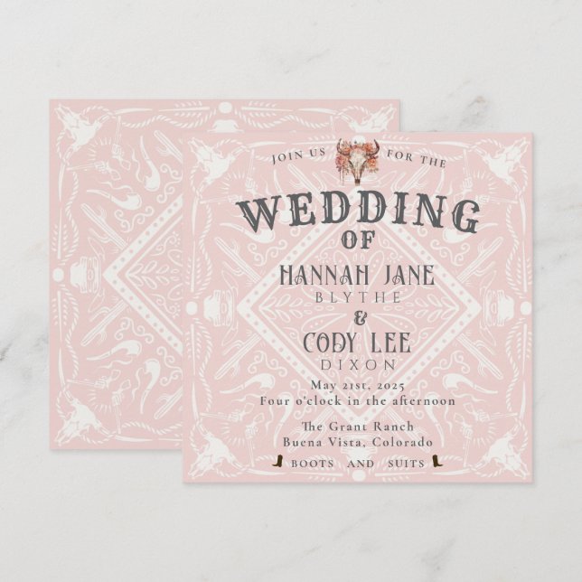 Desert Flowers Western Wedding Invitation (Front/Back)