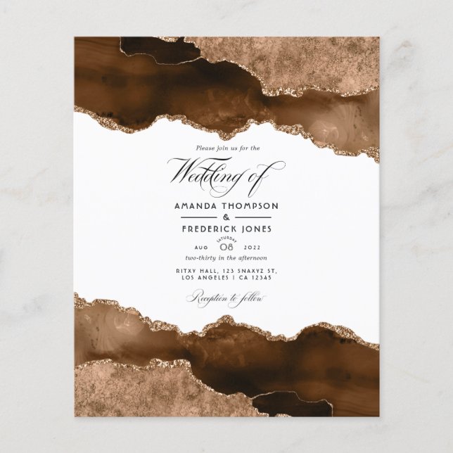 Desert Gold Agate Watercolor Wedding Invitation Flyer (Front)