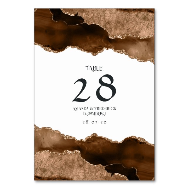 Desert Gold Agate Wedding Table Number (Front)