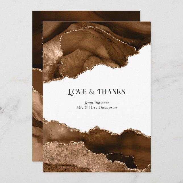 Desert Gold Agate Wedding Thank You Card (Front/Back)