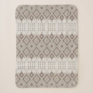 Desert Harmony Brown Moroccan Geometric Tribal Sherpa Blanket