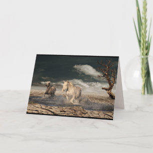 desert horses greeting card