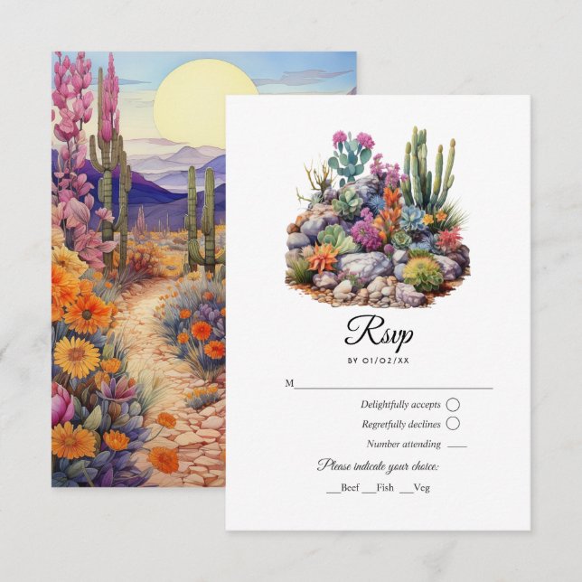 Desert Hues Floral Wedding RSVP Card (Front/Back)