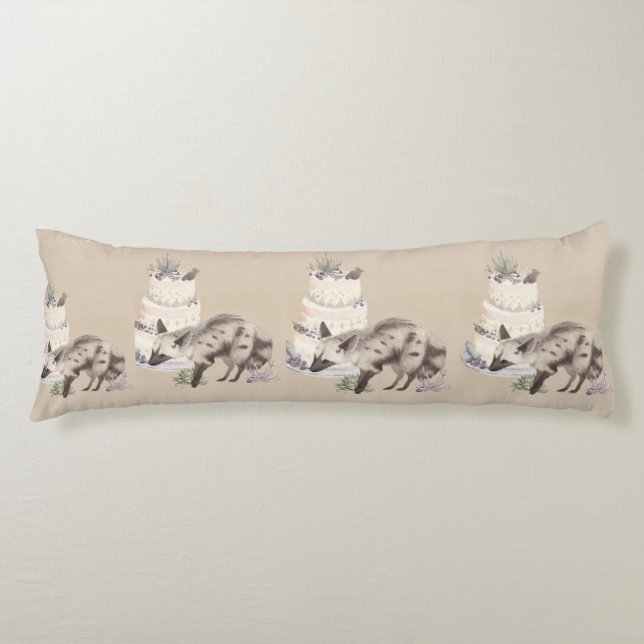 Desert Hyena Birthday – Minimal Botanical Illustra Body Pillow (Front)
