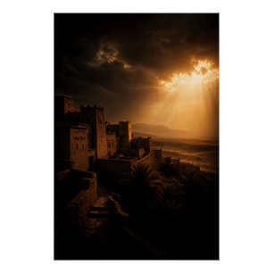 Desert Kasbah Chiaroscuro Sunset Poster