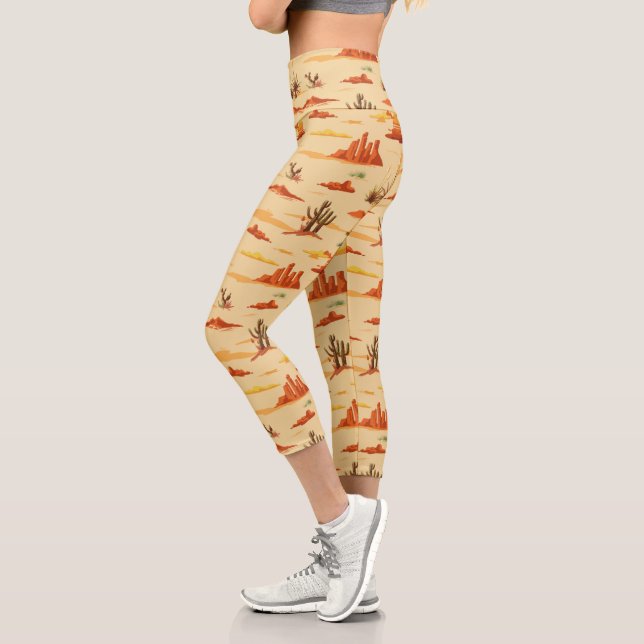 Desert Landscape Arizona Pattern Capri Leggings (Left)