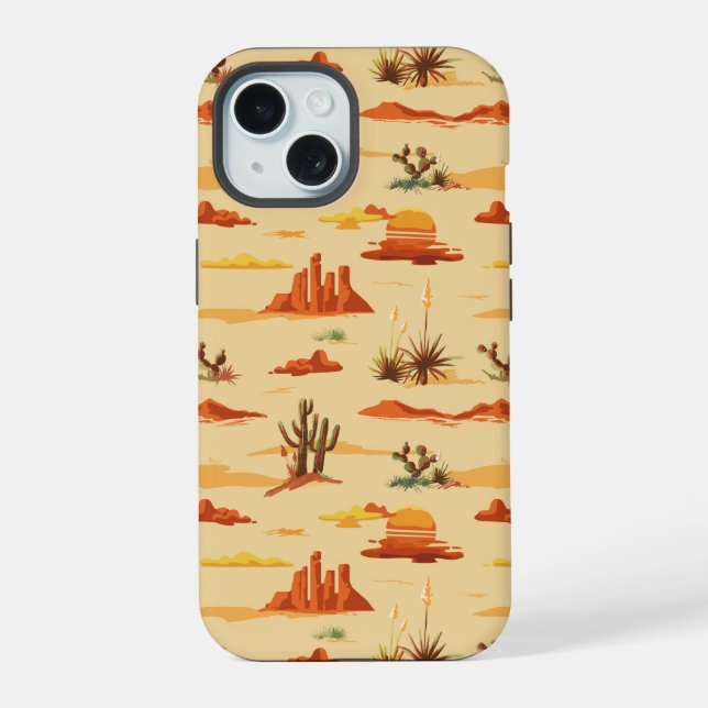Desert Landscape Arizona Pattern iPhone 15 Case (Back)
