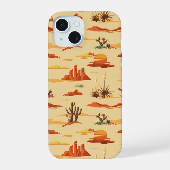 Desert Landscape Arizona Pattern iPhone 15 Case (Back)