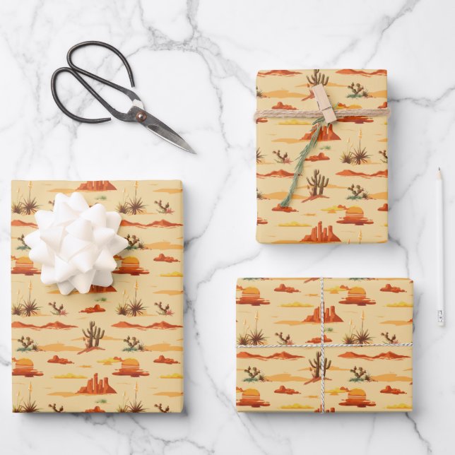 Desert Landscape Arizona Pattern Wrapping Paper Sheet (Front)