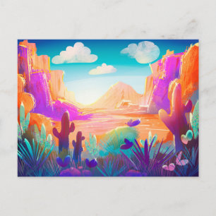 Desert landscape art postcard
