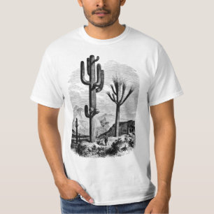 Desert Landscape Cactus Vintage Ink art Drawing T-Shirt