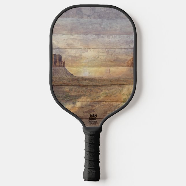Desert Landscape Monument Valley And Cloudy Sky Pickleball Paddle (Back)