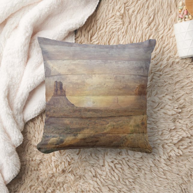 Desert Landscape Monument Valley And Cloudy Sky Throw Pillow (Blanket)