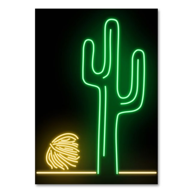 Desert Landscape Neon Sign Table Number (Front)