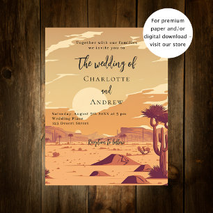 Desert landscape retro budget wedding invitation