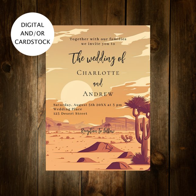 Desert landscape retro terracotta wedding  invitation (Creator Uploaded)