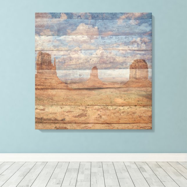 Desert Landscape Sandstone Buttes And Heavenly Sky Canvas Print (Insitu(Wood Floor))