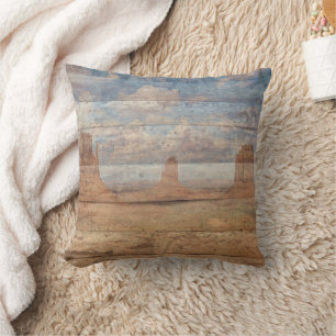 Desert Landscape Sandstone Buttes And Heavenly Sky Throw Pillow