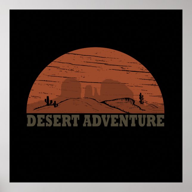 Desert landscape sunset vintage poster (Front)