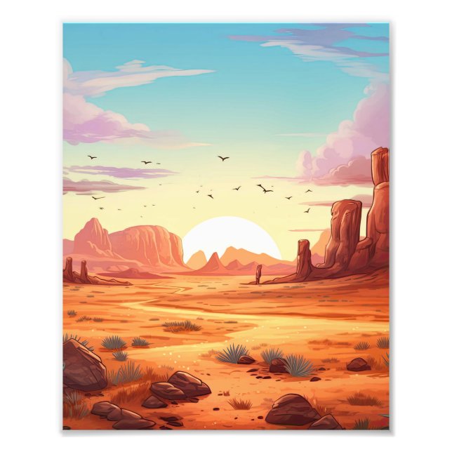 Desert Landscape With Cactus Scene  Photo Print (Front)