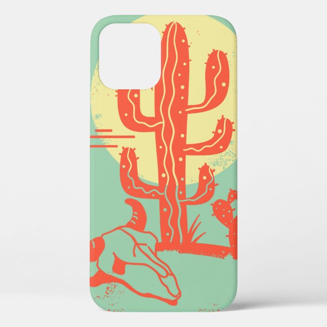 Desert landscape with Cactuses and cow skull. Vint Case-Mate iPhone Case (Back)