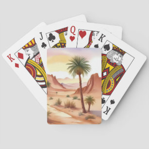 Desert Landscape with Date Palms Playing Cards