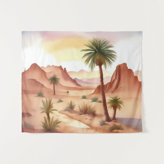 Desert Landscape with Date Palms Tapestry (Front (Horizontal))