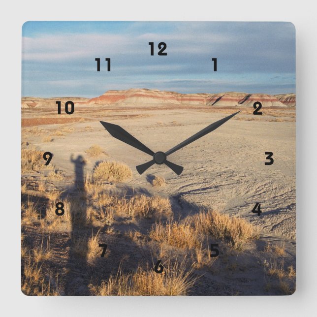 Desert Landscape with Waving Shadow Photo Square Wall Clock (Front)