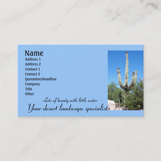 Desert Landscaping Company Business Card (Front)