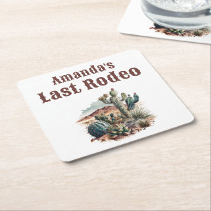 Desert Last Rodeo Scottsdale Bachelorette Weekend Square Paper Coaster