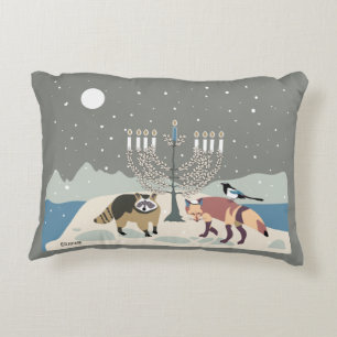 Desert Life HANUKKAH sage menorah with animals Accent Pillow