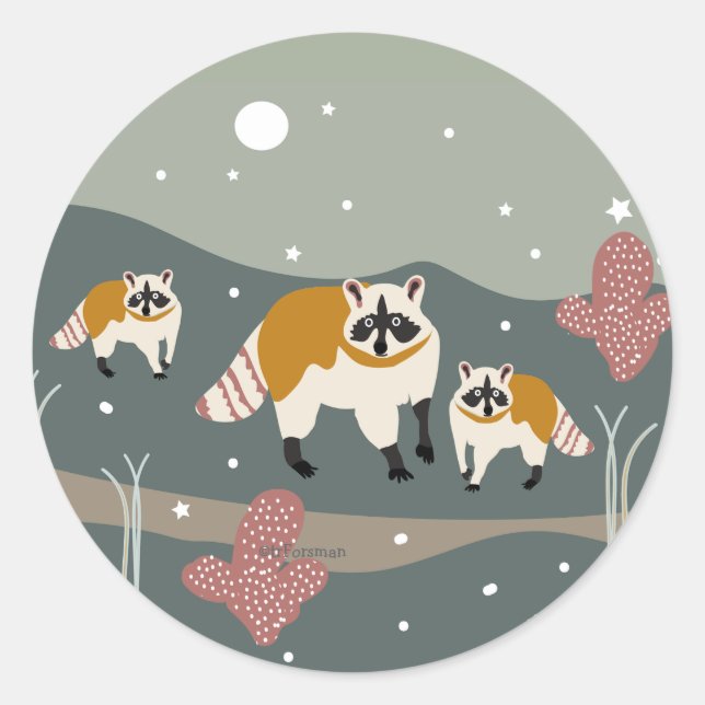 Desert Life raccoon sticker for packages (Front)