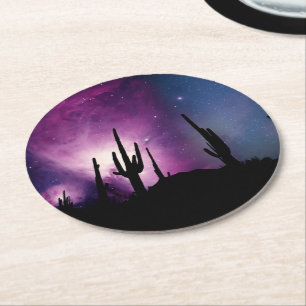 DESERT LIGHTS NEBULA ROUND PAPER COASTER