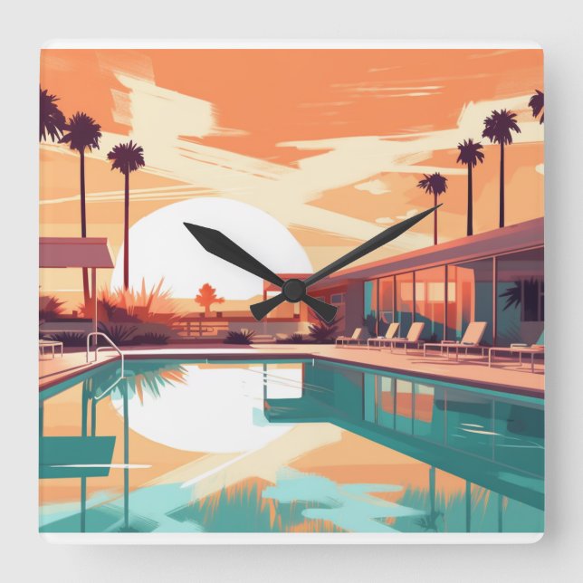 DESERT LIVING #6 SQUARE WALL CLOCK (Front)