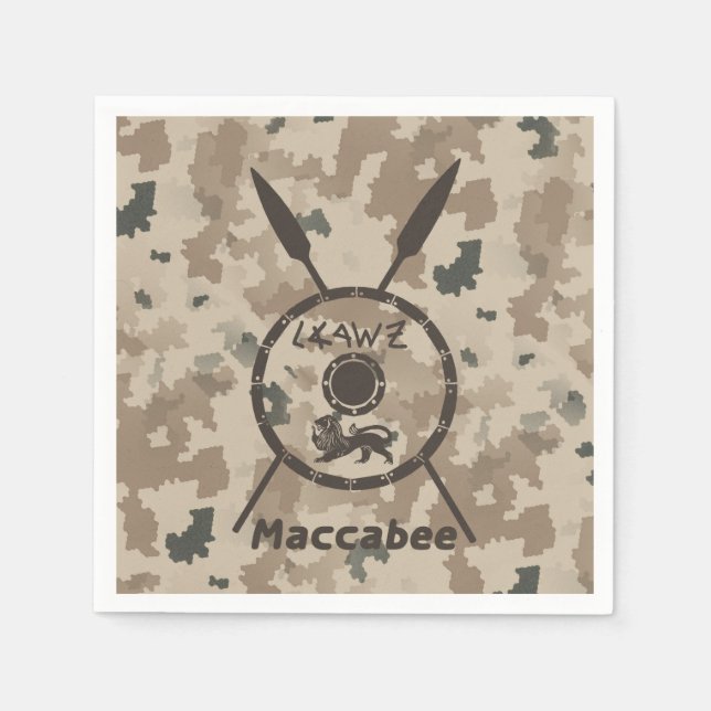 Desert Maccabee Shield And Spears Napkin (Front)