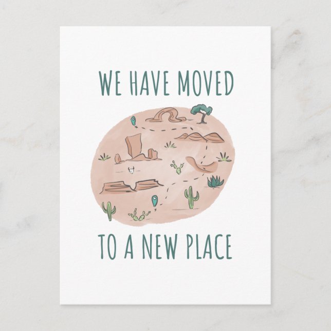 Desert Map We Moved Announcement Postcard (Front)