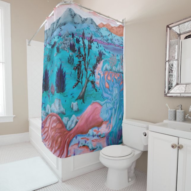 Desert Mermaid Shower Curtain (In Situ)