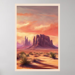 Desert Mesa Colorful Monument Valley Butte Poster