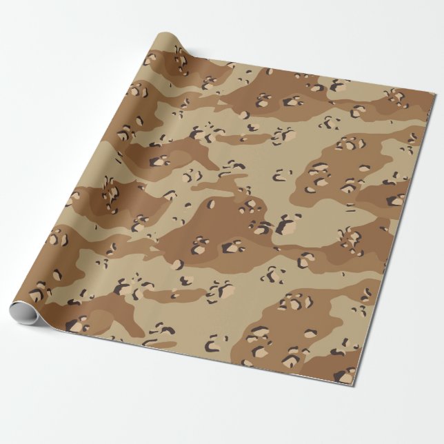 Desert Military Camouflage Pattern Wrapping Paper (Unrolled)