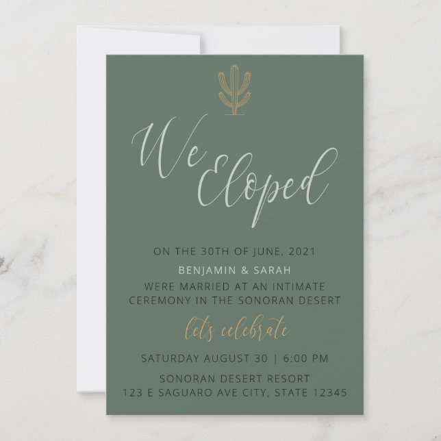 Desert Minimal Elopement Announcement (Front)